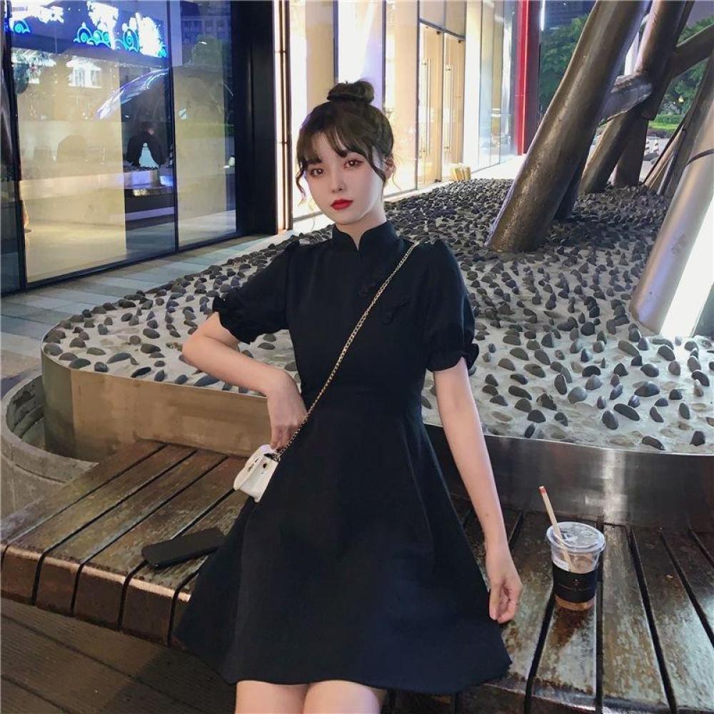 Summer Clothing In French - 여름 레트로 치파오 드레스 여성용 프렌치