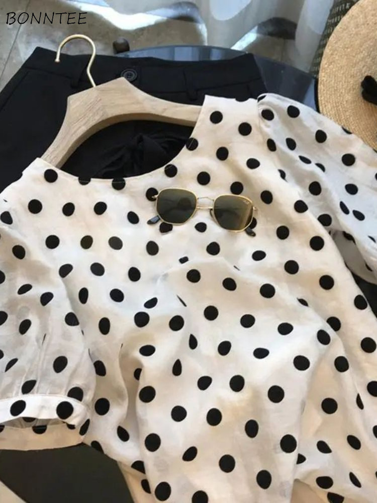 Summer Clothing Aesthetic - 폴카 도트 블라우스 여성 우아한 여름