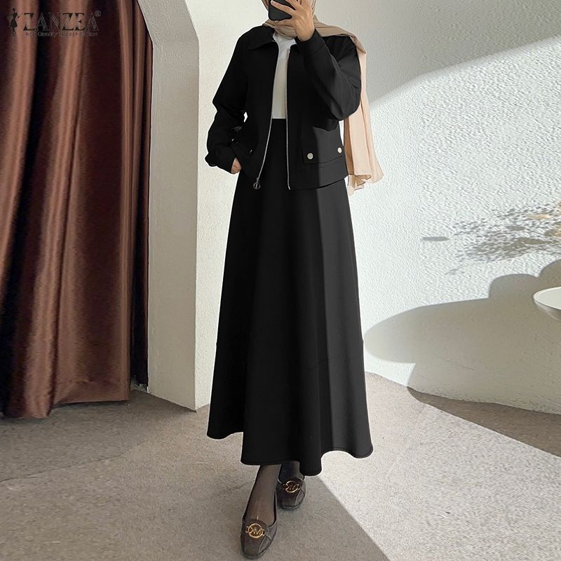 Summer Clothing Hijab - 겸손한 패션 여성용 스커트 슈트 긴팔