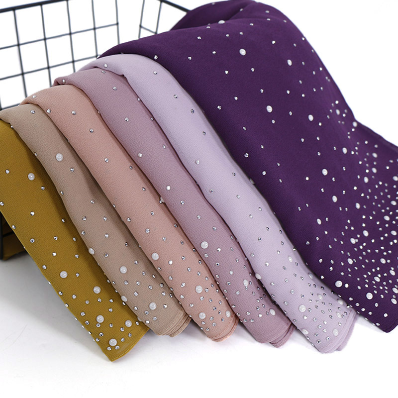 Summer Clothing Hijab - 새로운 일반 다이아몬드 비즈 버블 쉬폰