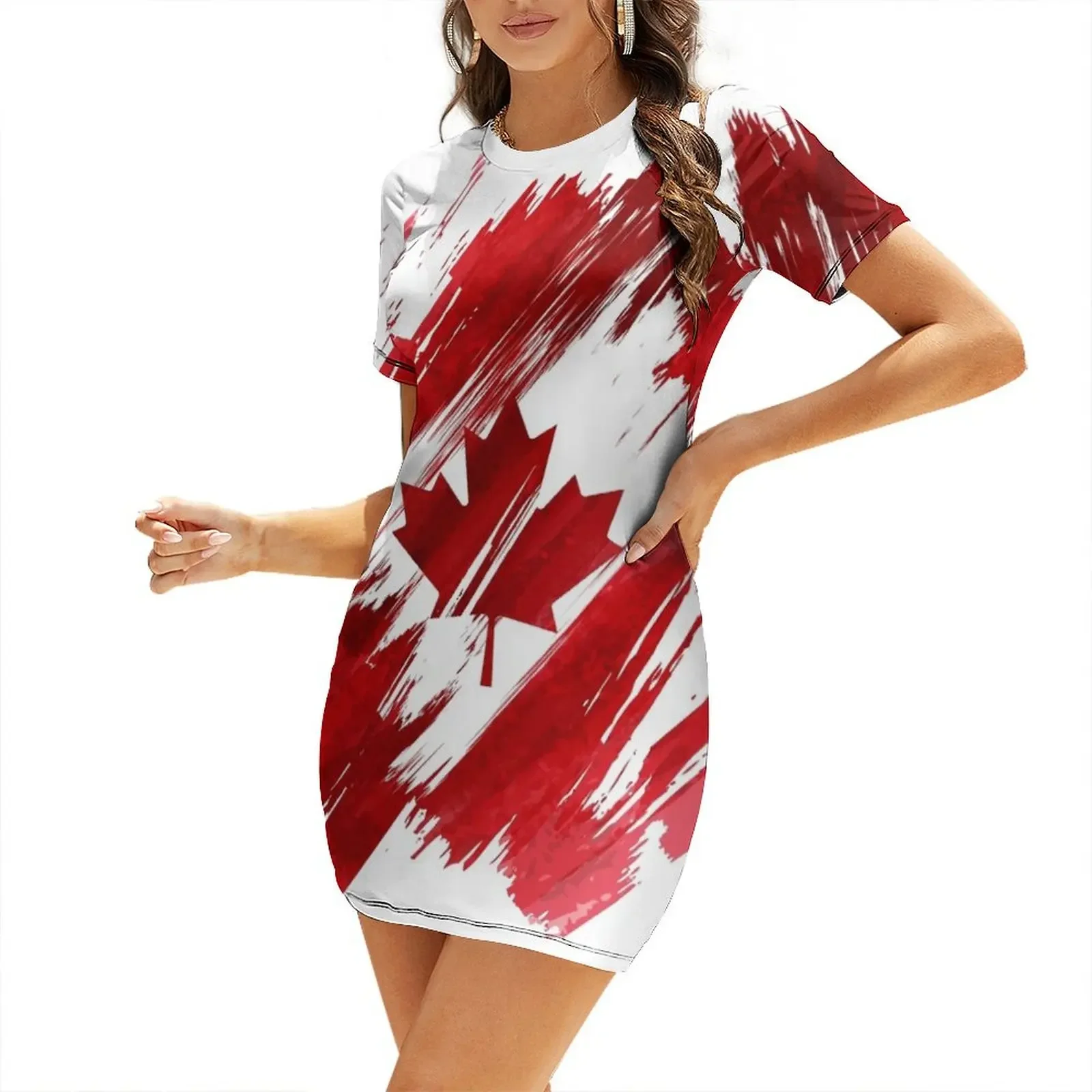 Summer Clothing Women Canada - 캐나다 반팔 드레스 여성용 우아한 이브닝