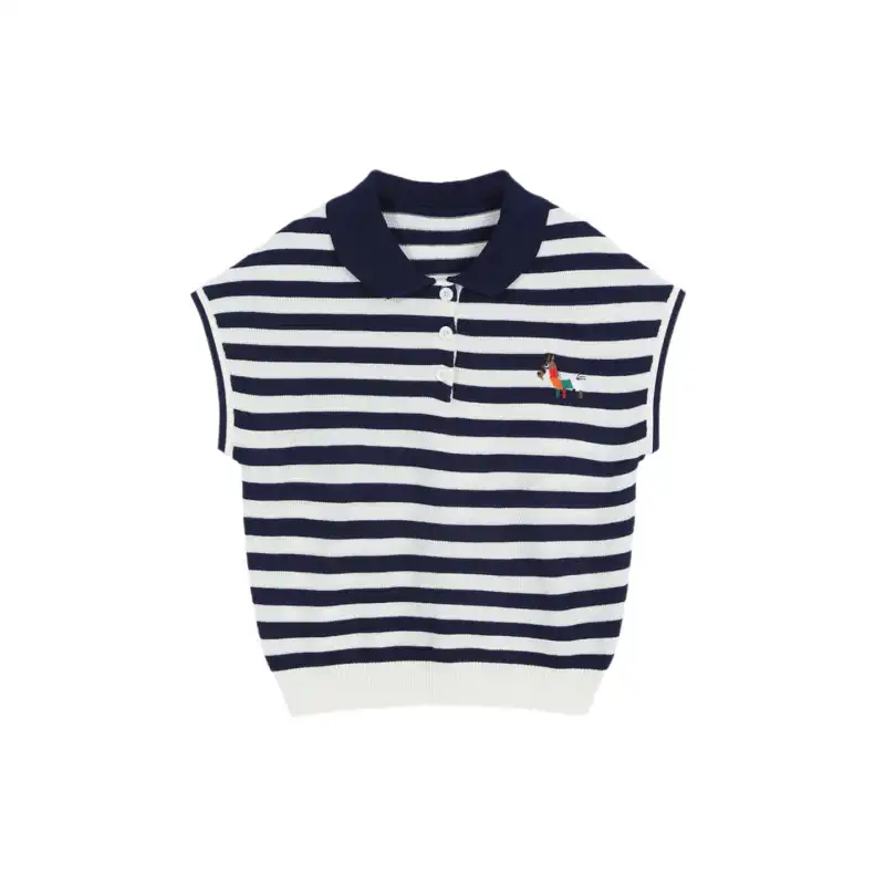 Summer Clothing Drop - 여성 의류 패션 스트라이프 니트 턴다운