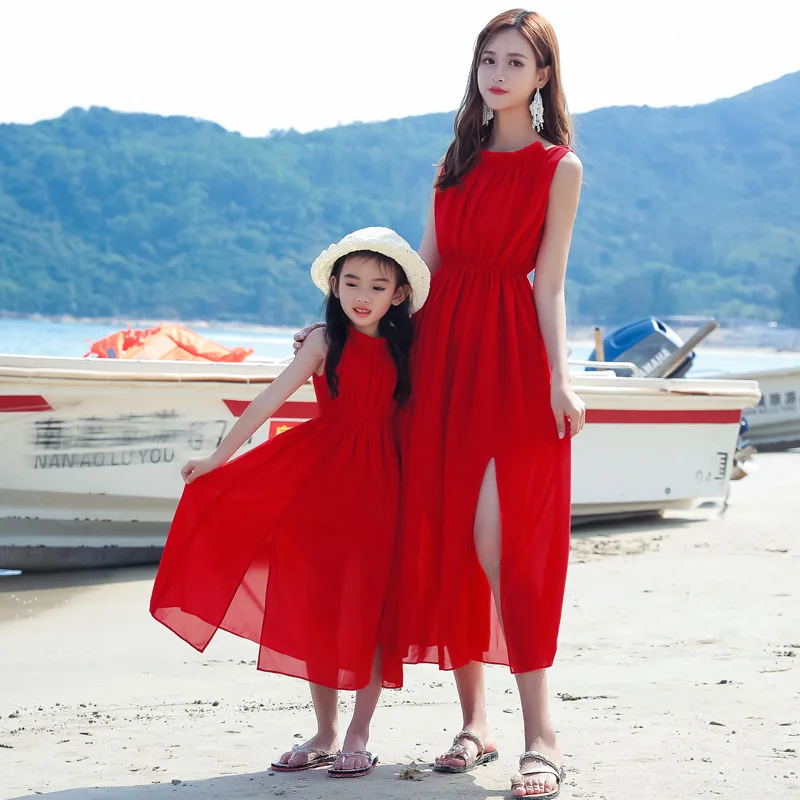 엄마와 소녀 아기 휴가 룩 드레스 어머니 딸 매칭 리조 - Summer Clothing Looks 리뷰 및 가격