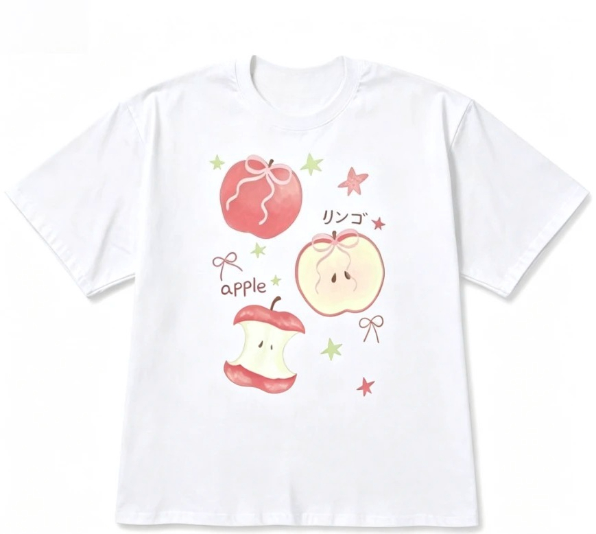 여성 의류 Y2k 애플 프린트 크루넥 여성스러운 의류  - Summer Clothing Reviews 리뷰 및 가격
