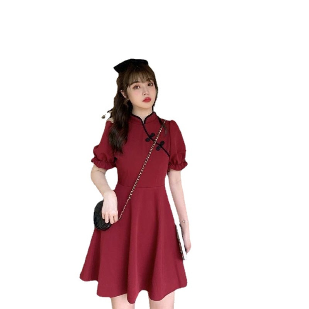 여름 레트로 치파오 드레스 여성용 프렌치 티 브레이크  - Summer Clothing In French 리뷰 및 가격