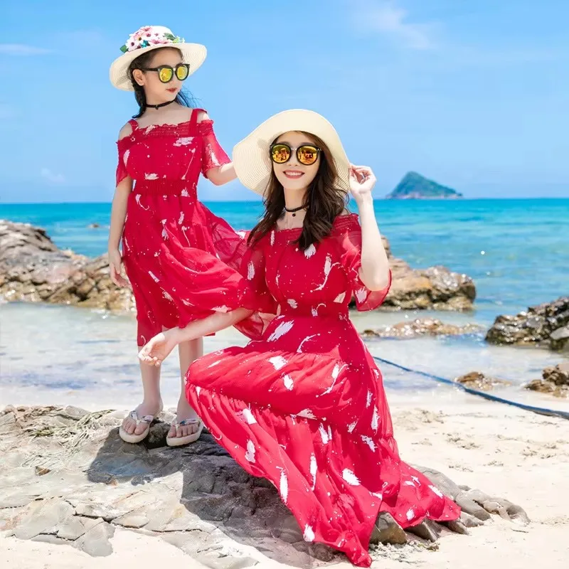 휴일 휴가 봐 가족 일치하는 의류 해변 딸과 엄마 드레 - Summer Clothing Looks 리뷰 및 가격