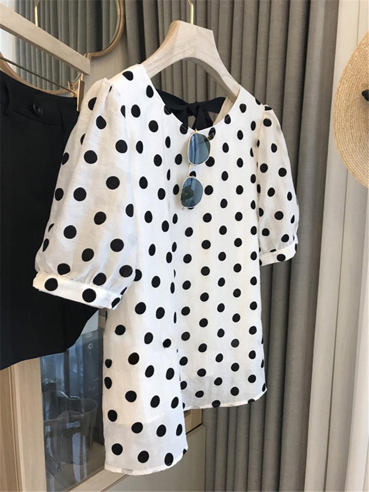 폴카 도트 블라우스 여성 우아한 여름 부드러운 빈티지  - Summer Clothing Aesthetic 리뷰 및 가격
