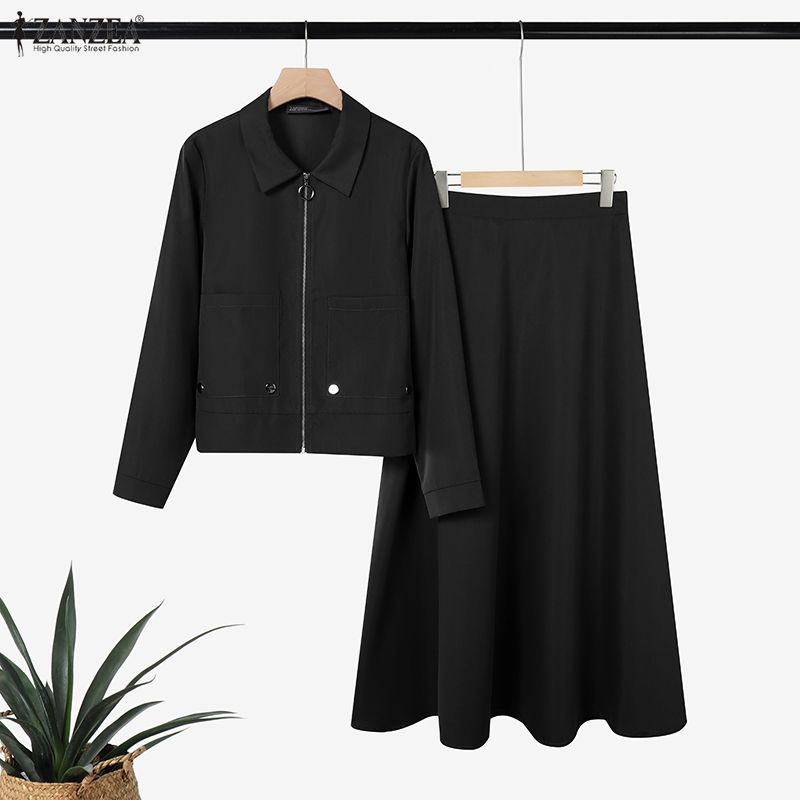 겸손한 패션 여성용 스커트 슈트 긴팔 재킷 & A라인  - Summer Clothing Hijab 리뷰 및 가격