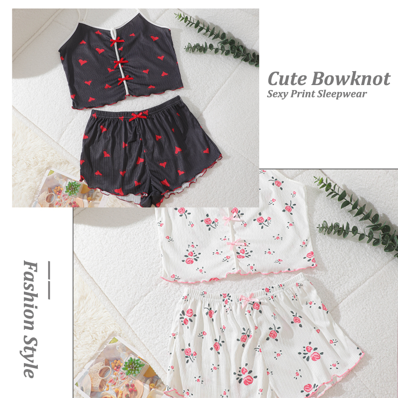 여성 여름 스파게티 스트랩 탑과 반바지 파자마 세트 여 - Xl Summer Clothing 리뷰 및 가격