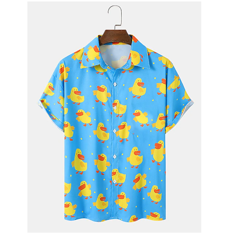 남성용 오리 3D 프린트 셔츠, 하와이안 셔츠, 반팔, - Summer Duck Clothing 리뷰 및 가격