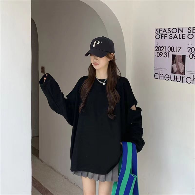 여성용 구멍 뚫린 루즈 트렌드 티셔츠, 긴팔 O넥 플러 - Summer Clothing Uk 리뷰 및 가격