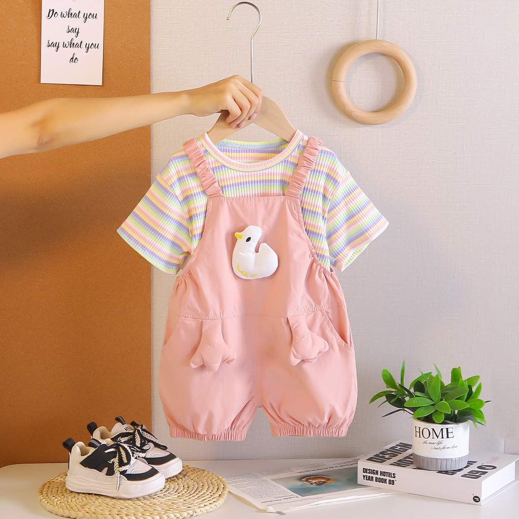 유아 아기 소녀 의류 세트 어린이 유아 줄무늬 티셔츠  - Summer Duck Clothing 리뷰 및 가격