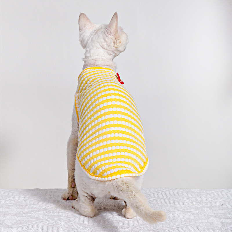 스핑크스 고양이 의류용 여름 티셔츠, 부드러운 반소매  - Soft Summer Yellow Clothing 리뷰 및 가격