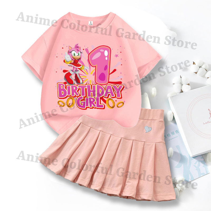 2피스 소닉스 러브 드레스 티셔츠 세트 (여아용) 만화 - Summer Loving Clothing 리뷰 및 가격