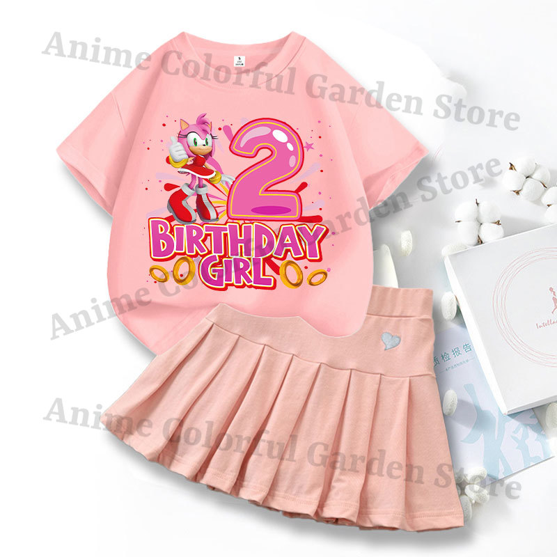 2피스 소닉스 러브 드레스 티셔츠 세트 (여아용) 만화 - Summer Loving Clothing 리뷰 및 가격