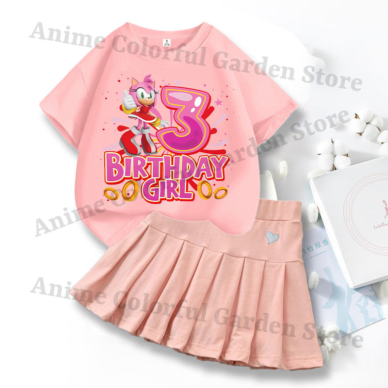 2피스 소닉스 러브 드레스 티셔츠 세트 (여아용) 만화 - Summer Loving Clothing 리뷰 및 가격