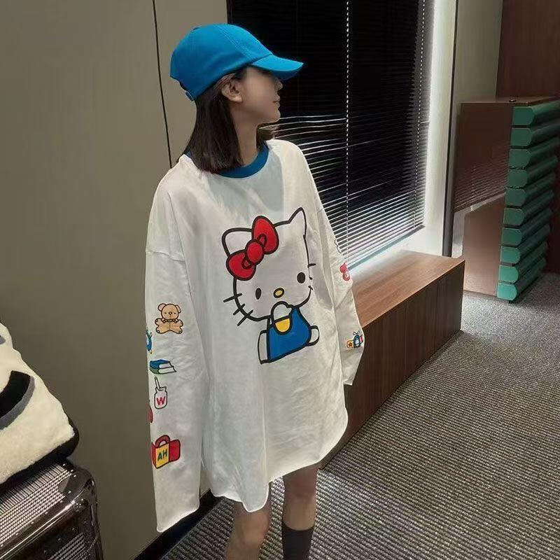 긴팔 헬로 키티 여름 새 스타일 만화 귀여운 프린트 티 - Summer Clothing 리뷰 및 가격