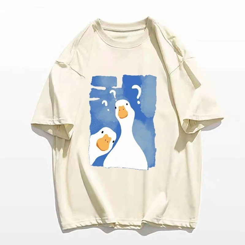여자 티셔츠 재미 있은 두 혼란스러운 오리 인쇄 여름  - Summer Duck Clothing 리뷰 및 가격