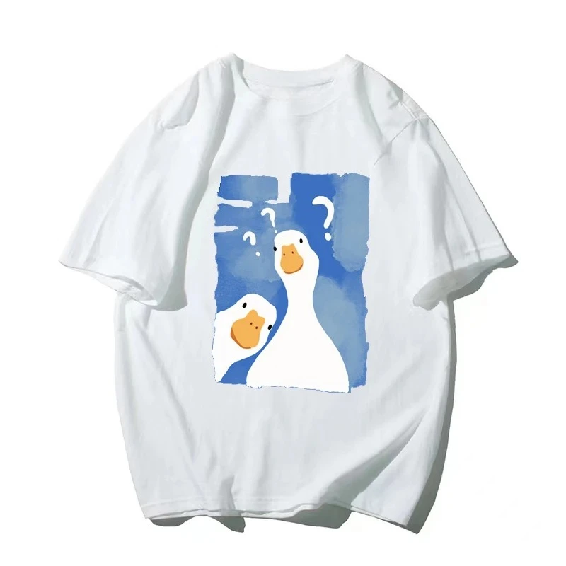 여자 티셔츠 재미 있은 두 혼란스러운 오리 인쇄 여름  - Summer Duck Clothing 리뷰 및 가격