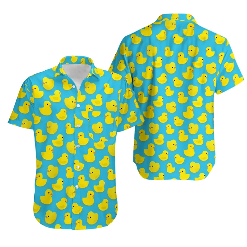 하와이안 캐주얼 패션 셔츠 남성용 의류, 노란색 오리  - Summer Duck Clothing 리뷰 및 가격