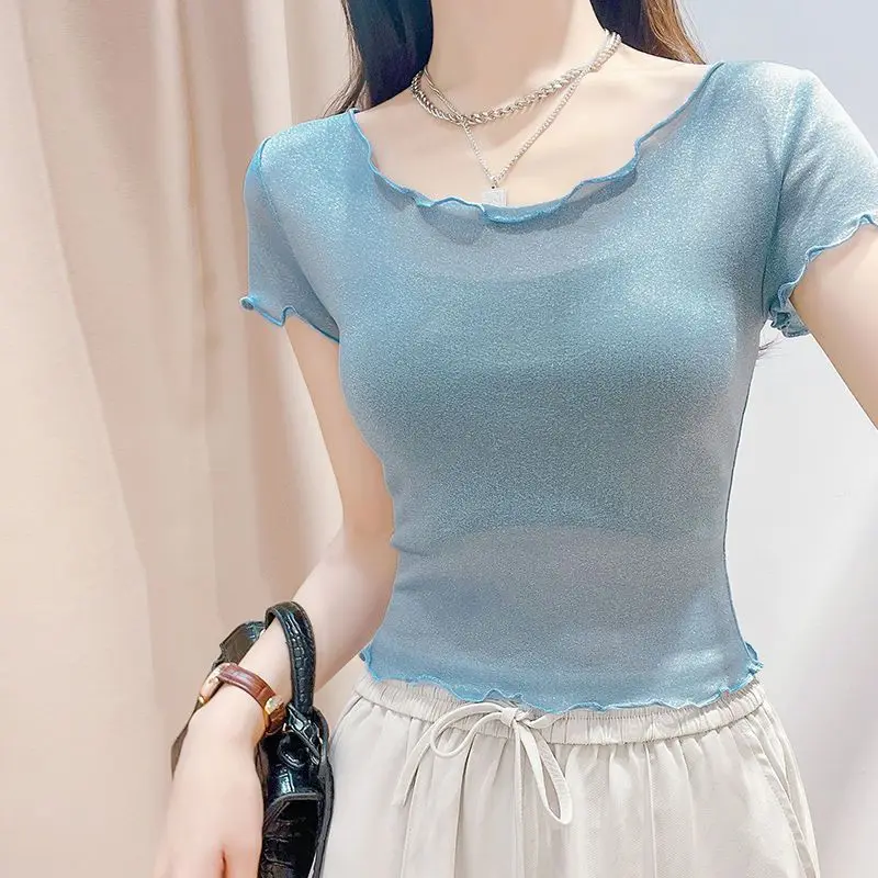 반팔 여성 티셔츠 레이스 여성 탑 한국 스타일 Emo  - Summer Clothing Reviews 리뷰 및 가격