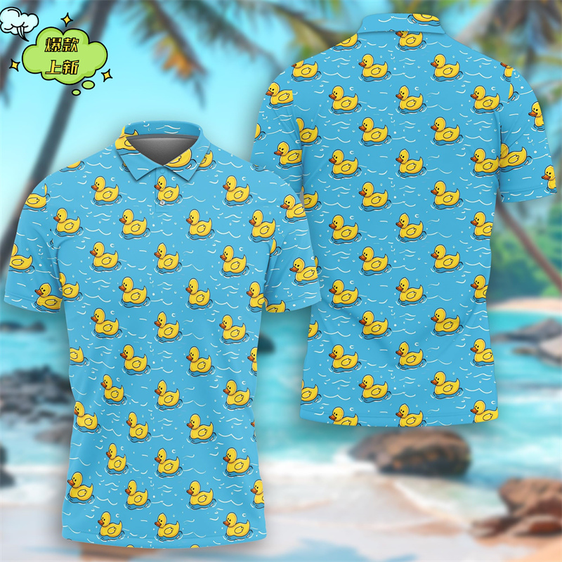 귀여운 노란색 오리 3D 인쇄 폴로 셔츠 재미 있은 고 - Summer Duck Clothing 리뷰 및 가격
