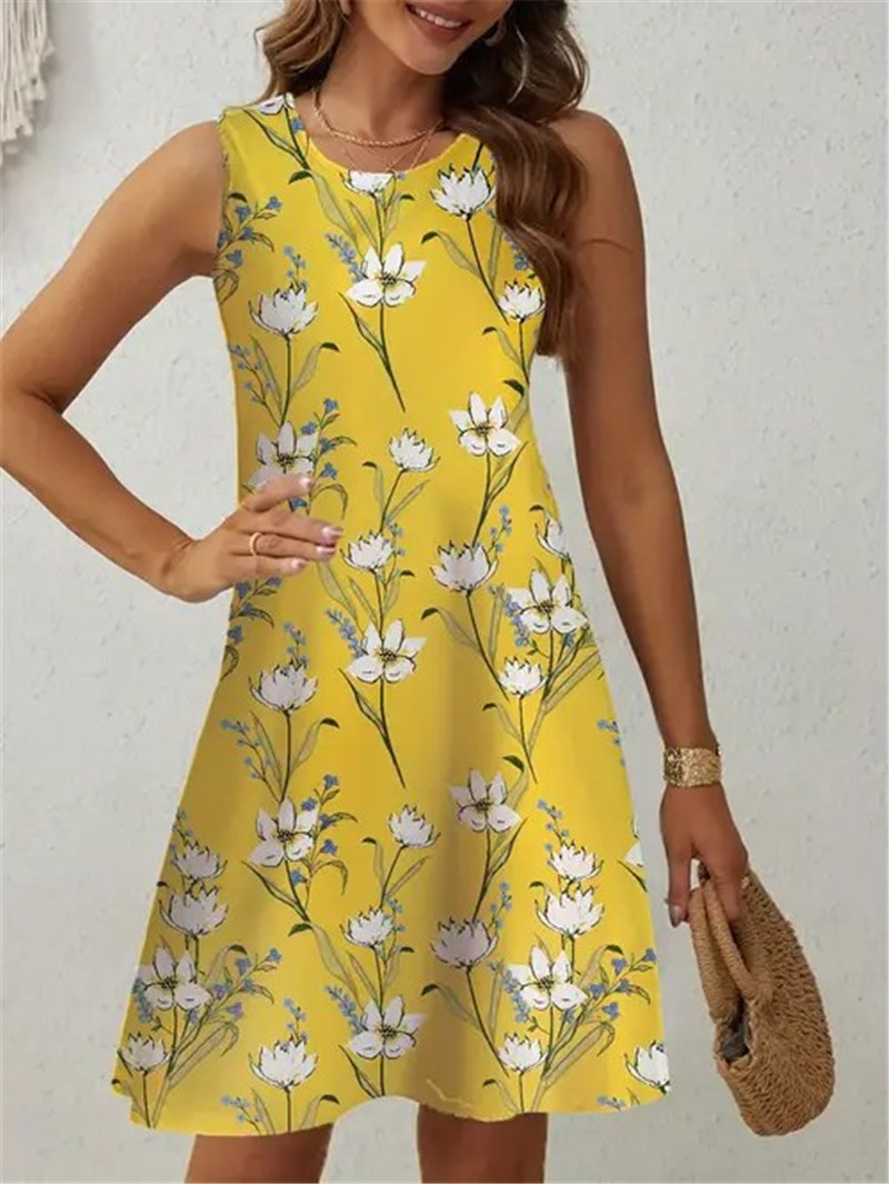 캐주얼 노란색 꽃무늬 드레스 여성 민소매 부드러운 선드 - Soft Summer Yellow Clothing 리뷰 및 가격