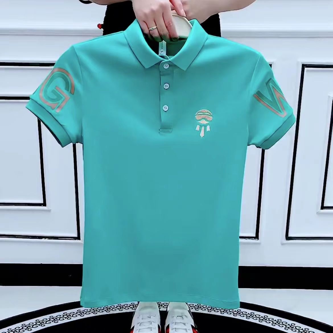 남성용 티셔츠 고스 그런지 탑 칼라가 있는 녹색 남성  - Xl Summer Clothing 리뷰 및 가격