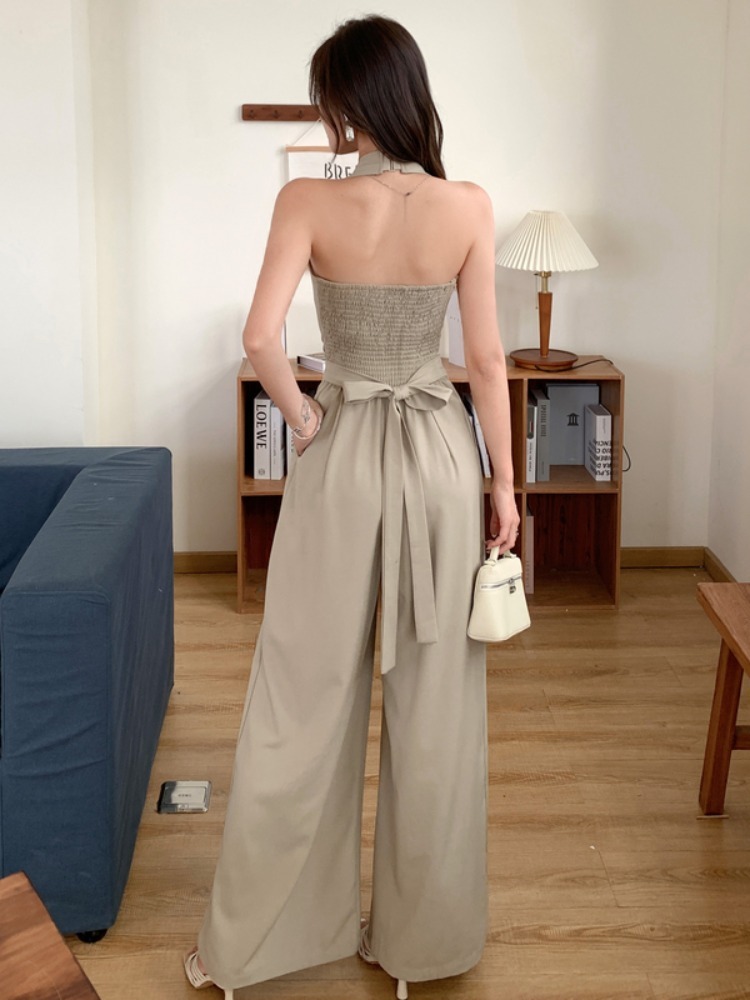 프랑스풍 우아한 민소매 점프수트 여성 V넥 레이스업 허 - Summer Clothing In French 리뷰 및 가격