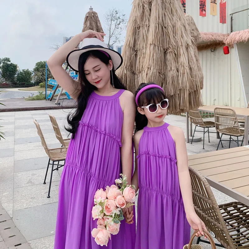 휴가 룩 엄마와 딸 보라색 원피스 휴양지 어머니, 여아 - Summer Clothing Looks 리뷰 및 가격