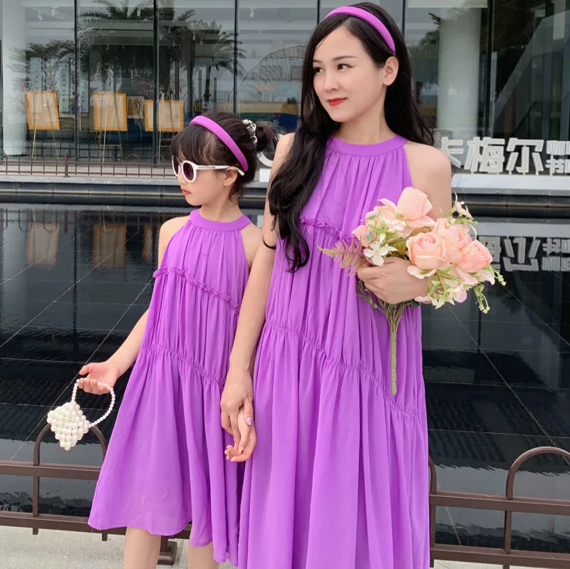 휴가 룩 엄마와 딸 보라색 원피스 휴양지 어머니, 여아 - Summer Clothing Looks 리뷰 및 가격