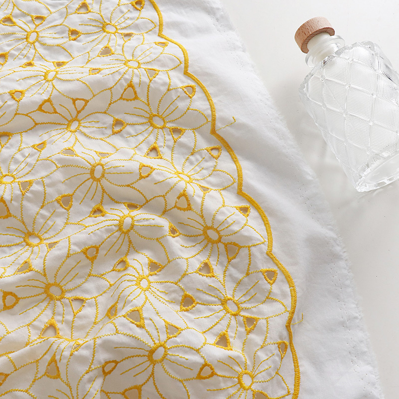 고품질 코튼 tecido 노란색 수 놓은 스레드 꽃 t - Soft Summer Yellow Clothing 리뷰 및 가격